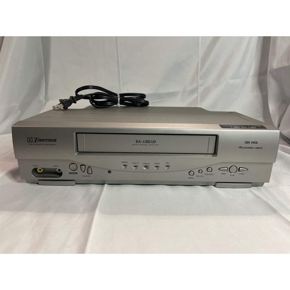 Emerson EWV404 VHS VCR Video Cassette Recorder DA-4 Head Silver Vintage Player